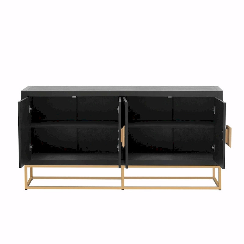 Credenza a 4 ante nera / bianca / blu notte con ripiani regolabili