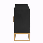 Credenza a 4 ante nera / bianca / blu notte con ripiani regolabili