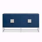 Credenza a 4 ante nera / bianca / blu notte con ripiani regolabili