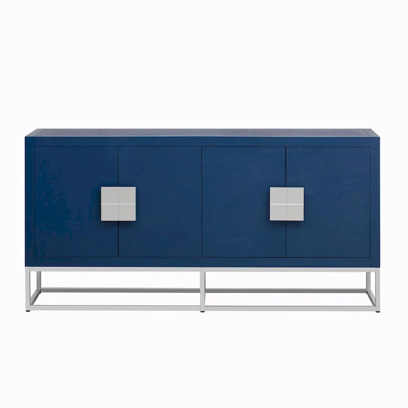 Credenza a 4 ante nera / bianca / blu notte con ripiani regolabili