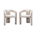 Sedia da pranzo con braccioli e schienale a botte in velluto beige/oliva/nero, set da 2