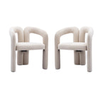 Sedia da pranzo con braccioli e schienale a botte in velluto beige/oliva/nero, set da 2