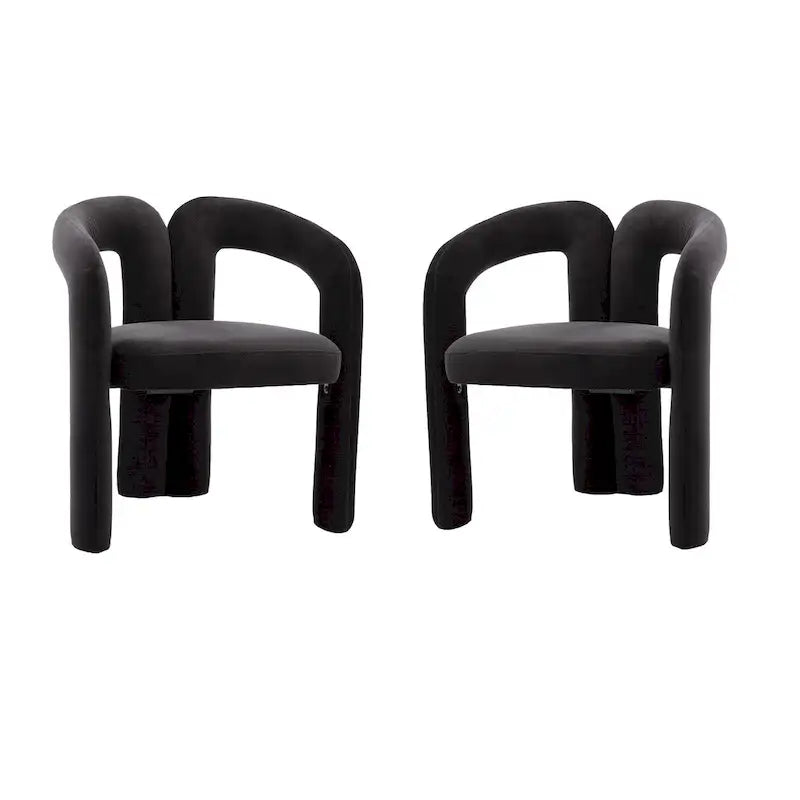 Sedia da pranzo con braccioli e schienale a botte in velluto beige/oliva/nero, set da 2