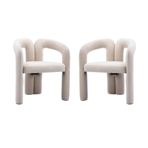 Contemporary Designed Fabric Upholstered Accent/Dining Chair /Barrel Side Chairs Kitchen Armchair for Living Room set of 2