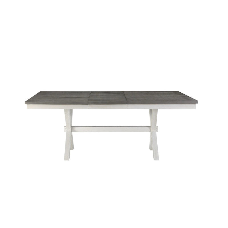 Tavolo da pranzo allungabile bicolore grigio e bianco, 6-8 posti