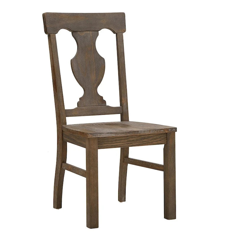 Sedia da pranzo Brown Fiddle Back, stile rustico, set da 2