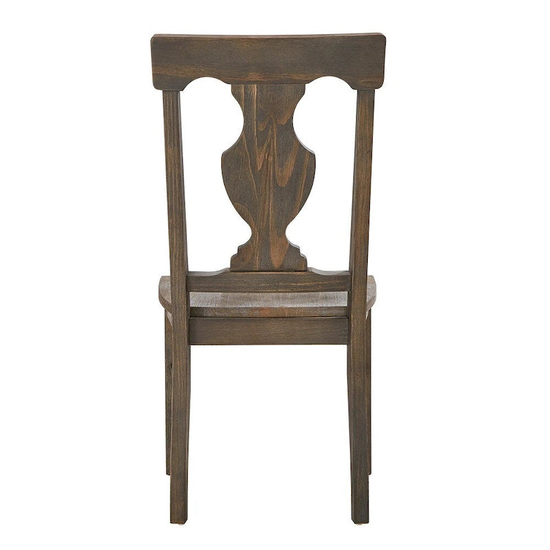 Sedia da pranzo Brown Fiddle Back, stile rustico, set da 2