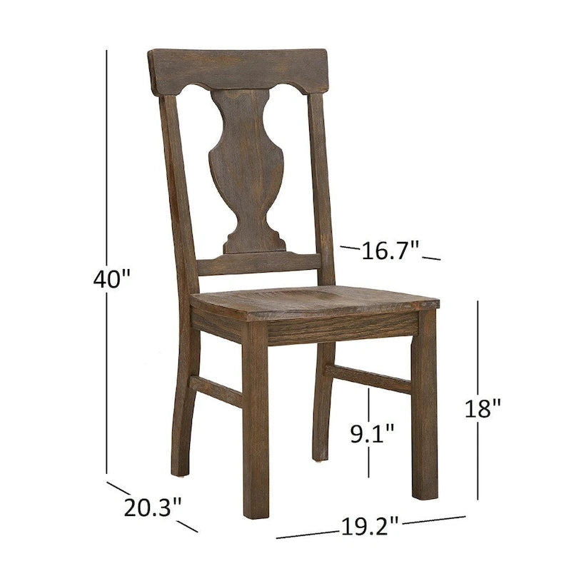 Sedia da pranzo Brown Fiddle Back, stile rustico, set da 2