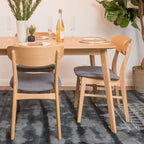 Sedie da Pranzo Imbottite, Stile Mid-Century, Set da 2 (Grigio Scuro / Beige Chiaro)