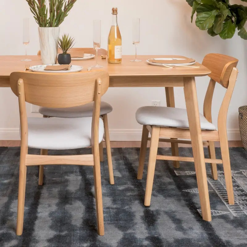 Sedie da Pranzo Imbottite, Stile Mid-Century, Set da 2 (Grigio Scuro / Beige Chiaro)