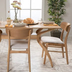 Sedie da Pranzo Imbottite, Stile Mid-Century, Set da 2 (Grigio Scuro / Beige Chiaro)