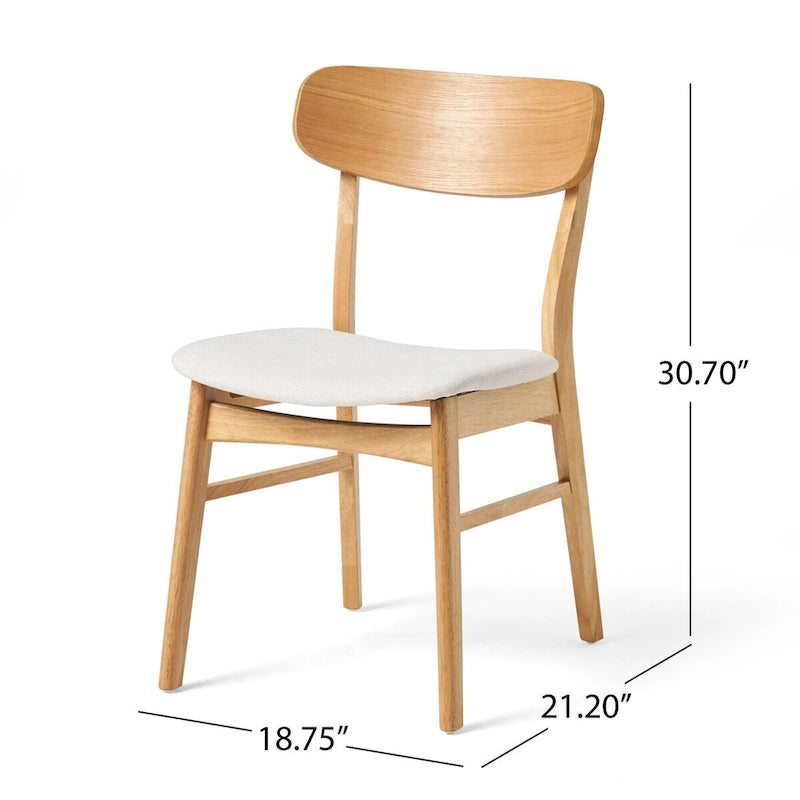 Sedie da Pranzo Imbottite, Stile Mid-Century, Set da 2 (Grigio Scuro / Beige Chiaro)