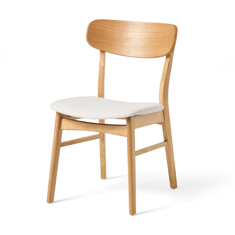 Sedie da Pranzo Imbottite, Stile Mid-Century, Set da 2 (Grigio Scuro / Beige Chiaro)
