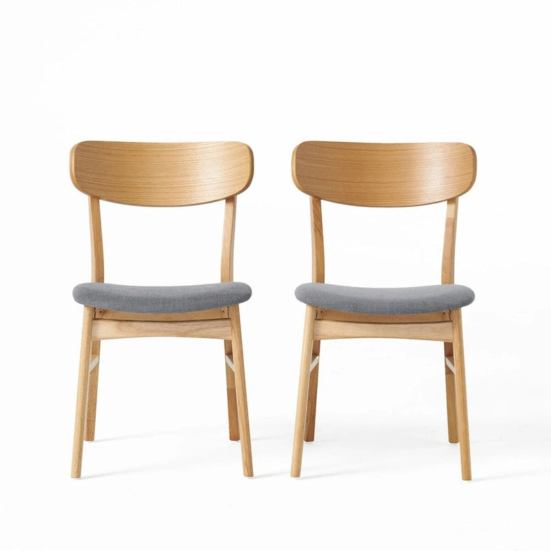 Sedie da Pranzo Imbottite, Stile Mid-Century, Set da 2 (Grigio Scuro / Beige Chiaro)