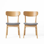 Sedie da Pranzo Imbottite, Stile Mid-Century, Set da 2 (Grigio Scuro / Beige Chiaro)