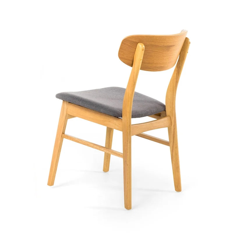 Sedie da Pranzo Imbottite, Stile Mid-Century, Set da 2 (Grigio Scuro / Beige Chiaro)