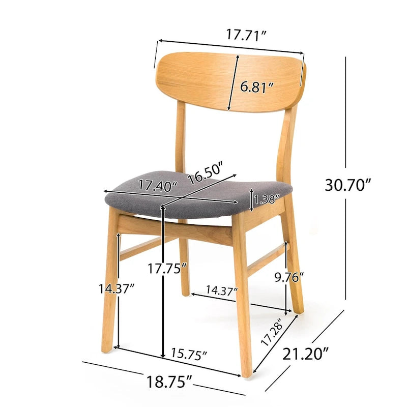 Sedie da Pranzo Imbottite, Stile Mid-Century, Set da 2 (Grigio Scuro / Beige Chiaro)