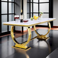 Tavolo da pranzo rettangolare specchiato bianco/argento/nero, 8 posti a sedere