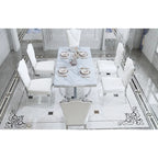 Tavolo da pranzo rettangolare specchiato bianco/argento/nero, 8 posti a sedere