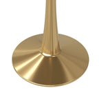 Tavolo da pranzo rotondo per 4, bianco/nero/bianco marmorizzato, con piano in MDF e base a piedistallo in acciaio