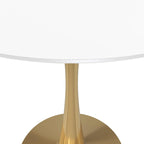 Tavolo da pranzo rotondo per 4, bianco/nero/bianco marmorizzato, con piano in MDF e base a piedistallo in acciaio