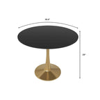 Tavolo da pranzo rotondo per 4, bianco/nero/bianco marmorizzato, con piano in MDF e base a piedistallo in acciaio