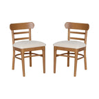 Sedia da pranzo imbottita marrone e grigia, struttura in legno, set da 2