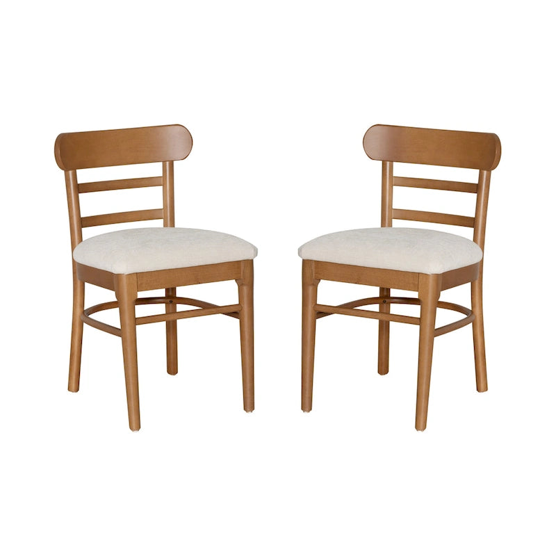 Sedia da pranzo imbottita marrone e grigia, struttura in legno, set da 2