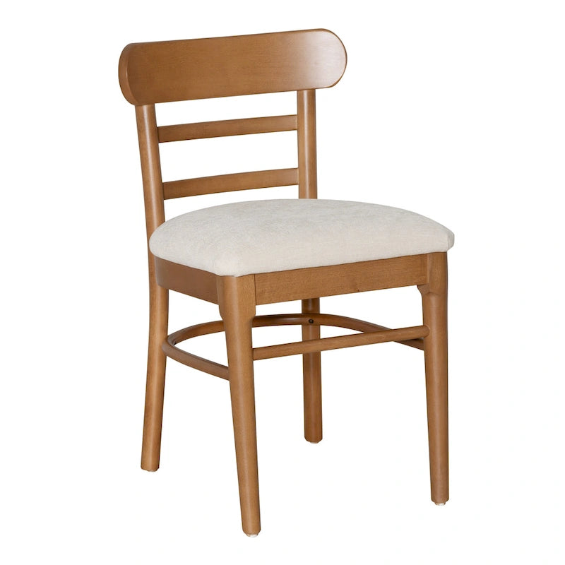 Sedia da pranzo imbottita marrone e grigia, struttura in legno, set da 2