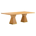 Tavolo da Pranzo Rettangolare in Legno Naturale con Base in Ottone, 8–10 Posti a Sedere
