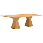 Tavolo da Pranzo Rettangolare in Legno Naturale con Base in Ottone, 8–10 Posti a Sedere