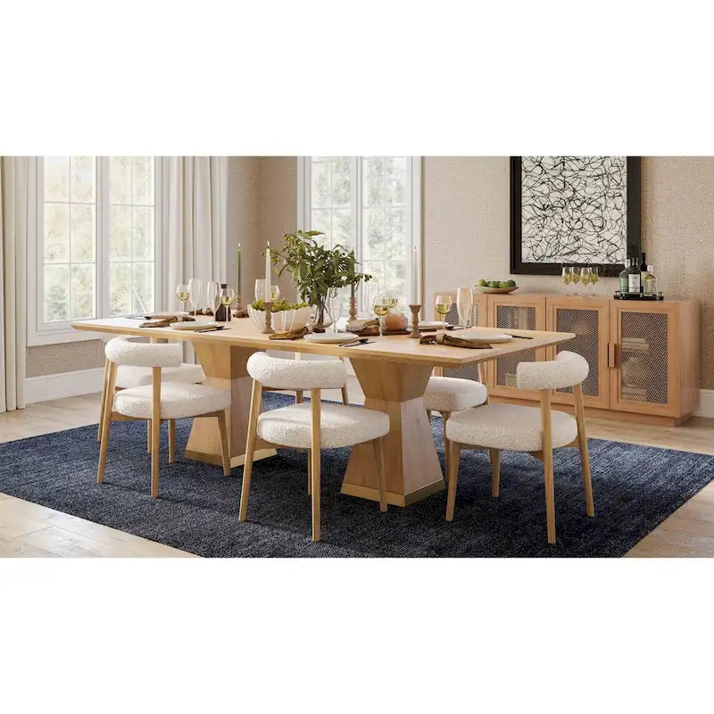Tavolo da Pranzo Rettangolare in Legno Naturale con Base in Ottone, 8–10 Posti a Sedere