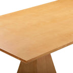 Tavolo da Pranzo Rettangolare in Legno Naturale con Base in Ottone, 8–10 Posti a Sedere