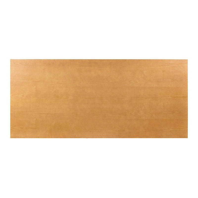 Tavolo da Pranzo Rettangolare in Legno Naturale con Base in Ottone, 8–10 Posti a Sedere