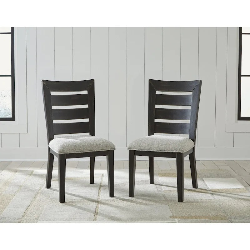 Sedia da pranzo in legno color marrone chiaro/nero con schienale a pioli, sedile singolo, 50,17 cm L x 63,5 cm P x 97,79 cm H