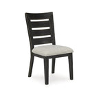 Sedia da pranzo in legno color marrone chiaro/nero con schienale a pioli, sedile singolo, 50,17 cm L x 63,5 cm P x 97,79 cm H