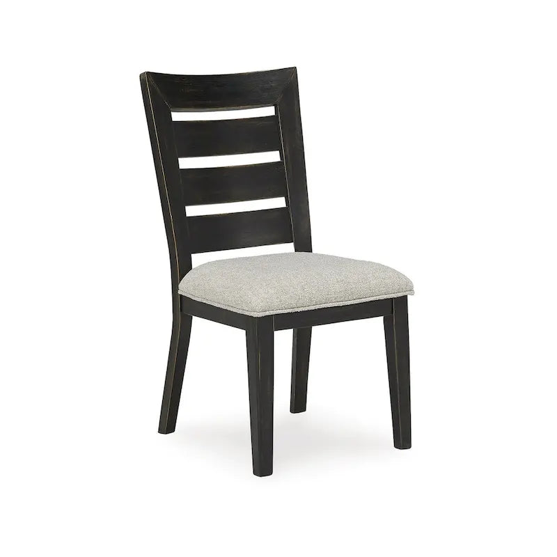 Sedia da pranzo in legno color marrone chiaro/nero con schienale a pioli, sedile singolo, 50,17 cm L x 63,5 cm P x 97,79 cm H