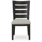 Sedia da pranzo in legno color marrone chiaro/nero con schienale a pioli, sedile singolo, 50,17 cm L x 63,5 cm P x 97,79 cm H