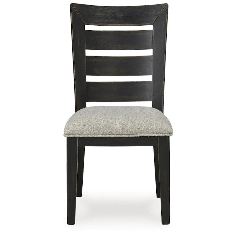 Sedia da pranzo in legno color marrone chiaro/nero con schienale a pioli, sedile singolo, 50,17 cm L x 63,5 cm P x 97,79 cm H