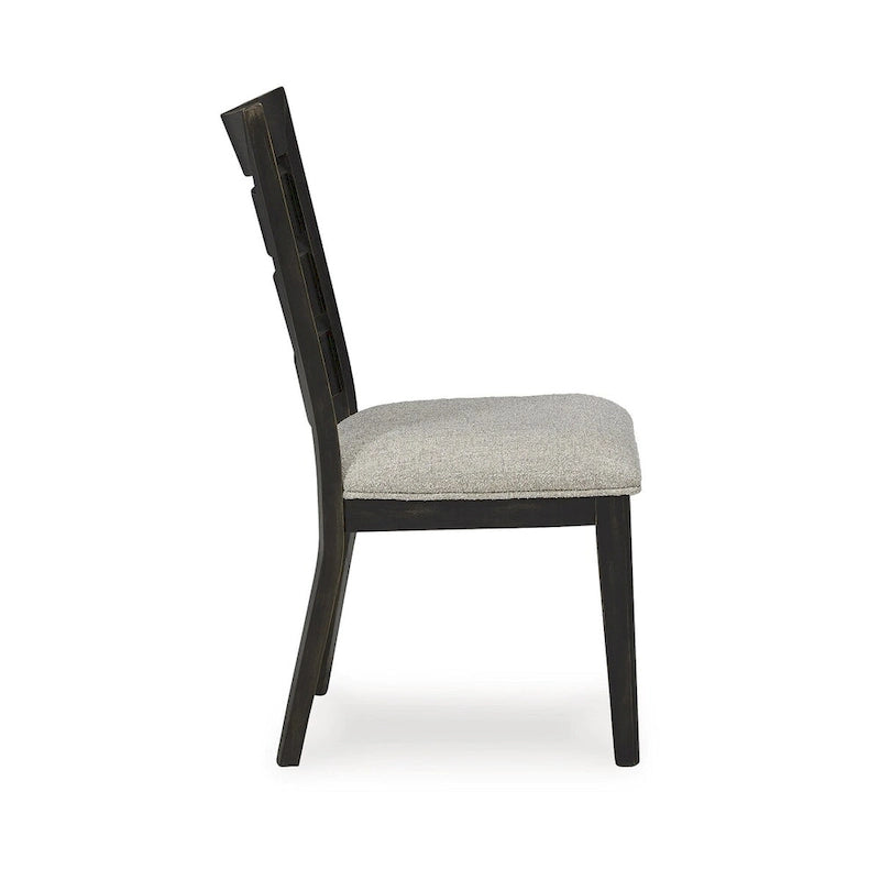 Sedia da pranzo in legno color marrone chiaro/nero con schienale a pioli, sedile singolo, 50,17 cm L x 63,5 cm P x 97,79 cm H