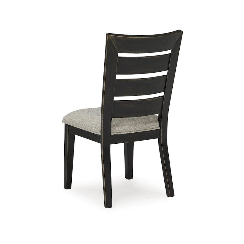 Sedia da pranzo in legno color marrone chiaro/nero con schienale a pioli, sedile singolo, 50,17 cm L x 63,5 cm P x 97,79 cm H