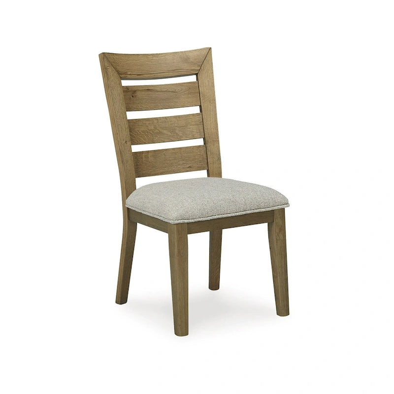 Sedia da pranzo in legno color marrone chiaro/nero con schienale a pioli, sedile singolo, 50,17 cm L x 63,5 cm P x 97,79 cm H