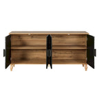 Credenza intagliata a 2 ante, Naturale / Bianco Nero