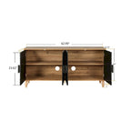 Credenza intagliata a 2 ante, Naturale / Bianco Nero