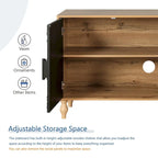 Credenza intagliata a 2 ante, Naturale / Bianco Nero