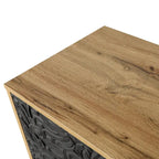 Credenza intagliata a 2 ante, Naturale / Bianco Nero