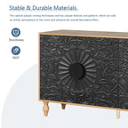 Credenza intagliata a 2 ante, Naturale / Bianco Nero