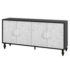 Credenza intagliata a 2 ante, Naturale / Bianco Nero