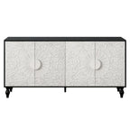 Credenza intagliata a 2 ante, Naturale / Bianco Nero