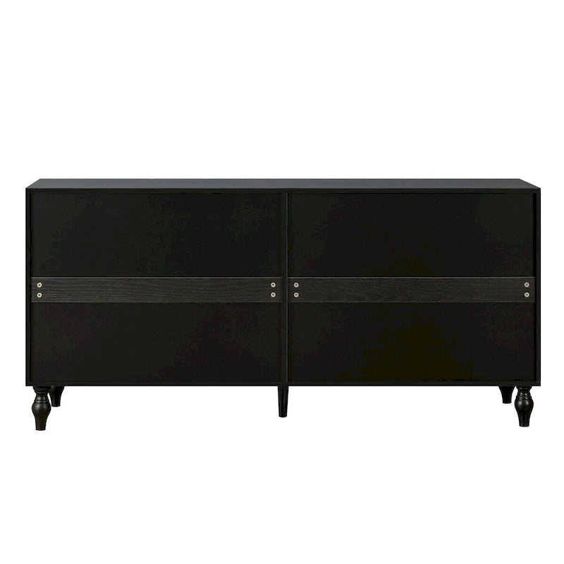 Credenza intagliata a 2 ante, Naturale / Bianco Nero